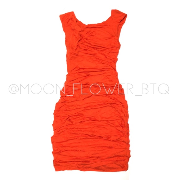 Orange Jersey Summer Mini Bodycon Dress - Picture 2 of 10